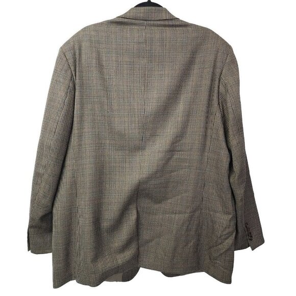 Lauren Ralph Lauren Brown Houndstooth Sportcoat Blazer Tan 100% Wool 48R - Picture 2 of 16